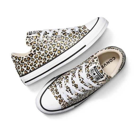 Converse -  Adult Street Low Top Cheetah Sneakers - C Cream - Picture 4 of 5
